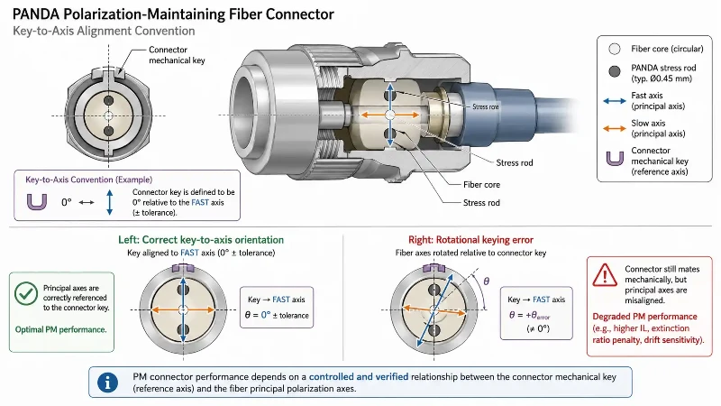 PM fiber connector key-to-axis alignment PM fiber connector key-to-axis alignment